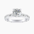 Auriya 14K Gold Lab Grown Diamond Cushion Cut Bezel Multi Shape Art Deco Engraved Engagement Ring 1.32 5.32Ct. Tw. F G Vs