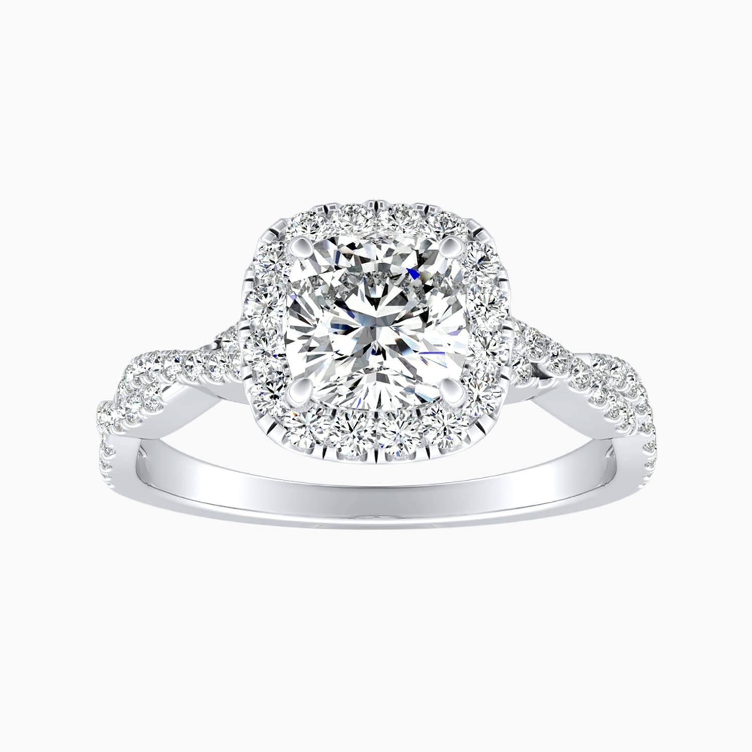 Auriya 14K Gold Lab Grown Diamond Cushion Cut Braided Halo Engagement Ring 1.35 5.35Ct. Tw. F G Vs