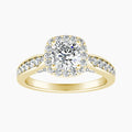 Auriya 14K Gold Lab Grown Diamond Cushion Cut Cathedral Bead Bright Halo Engagement Ring 1.52 5.52Ct. Tw. F G Vs
