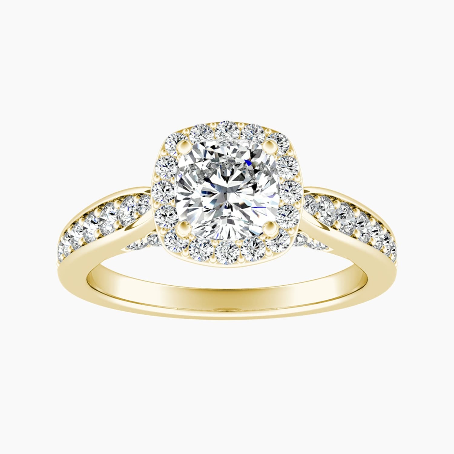 Auriya 14K Gold Lab Grown Diamond Cushion Cut Cathedral Bead Bright Halo Engagement Ring 1.52 5.52Ct. Tw. F G Vs