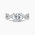 Auriya 14K Gold Lab Grown Diamond Cushion Cut Cross Over Double Hidden Halo Engagement Ring 1.56 5.56Ct. Tw. F G Vs