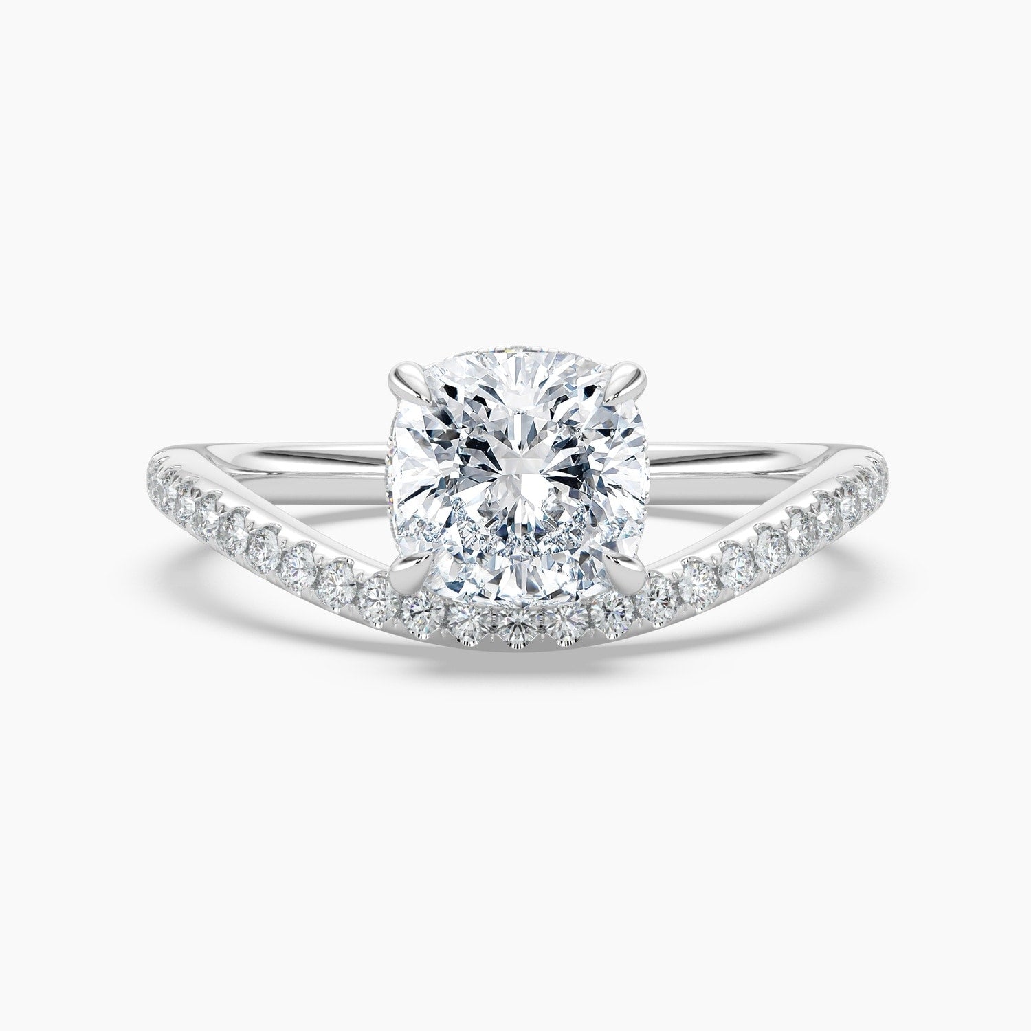 Auriya 14K Gold Lab Grown Diamond Cushion Cut Curved Band Engagement Ring 1.27 5.27Ct. Tw. F G Vs