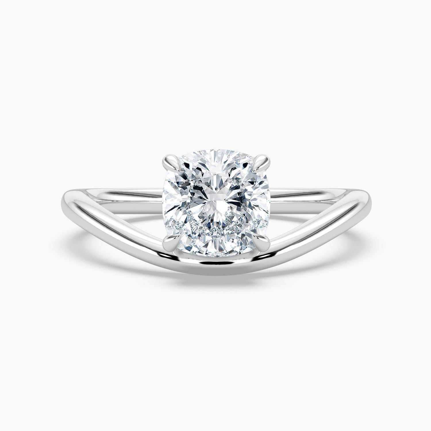 Auriya 14K Gold Lab Grown Diamond Cushion Cut Curved Solitaire Engagement Ring 1.00 5.00Ct. Tw. F G Vs
