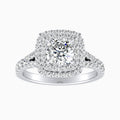 Auriya 14K Gold Lab Grown Diamond Cushion Cut Double Halo Split Shank Engagement Ring 1.50 5.50Ct. Tw. F G Vs