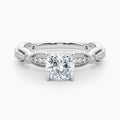 Auriya 14K Gold Lab Grown Diamond Cushion Cut Everlace Milgrain Accent Engagement Ring 1.20 5.20Ct. Tw. F G Vs