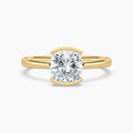 Auriya 14K Gold Lab Grown Diamond Cushion Cut Half Bezel Solitaire Engagement Ring 1.00 5.00Ct. Tw. F G Vs