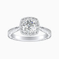 Auriya 14K Gold Lab Grown Diamond Cushion Cut Halo Tapered Engraved Engagement Ring 1.40 5.40Ct. Tw. F G Vs