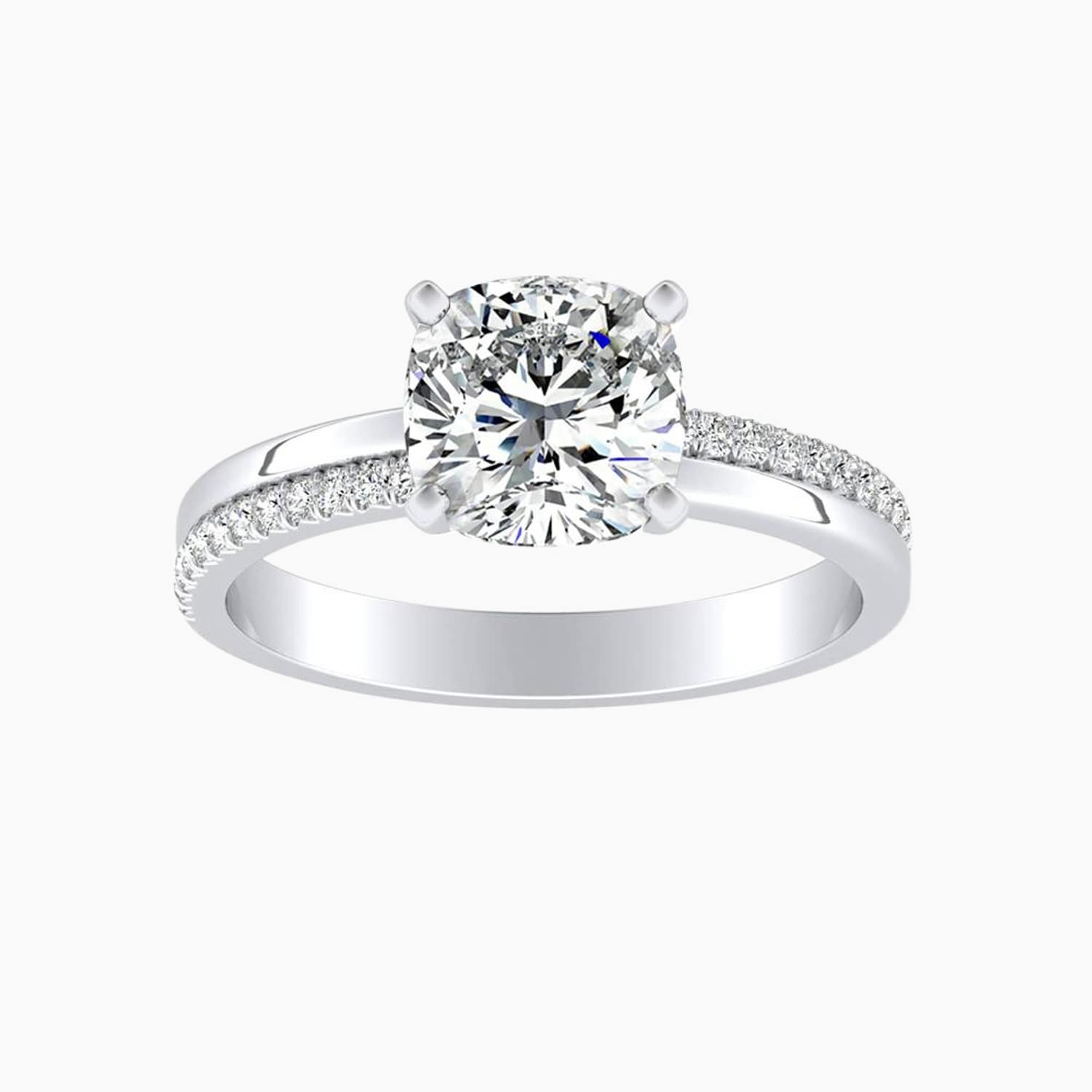 Auriya 14K Gold Lab Grown Diamond Cushion Cut Inverted Double Row Engagement Ring 1.12 5.12Ct. Tw. F G Vs