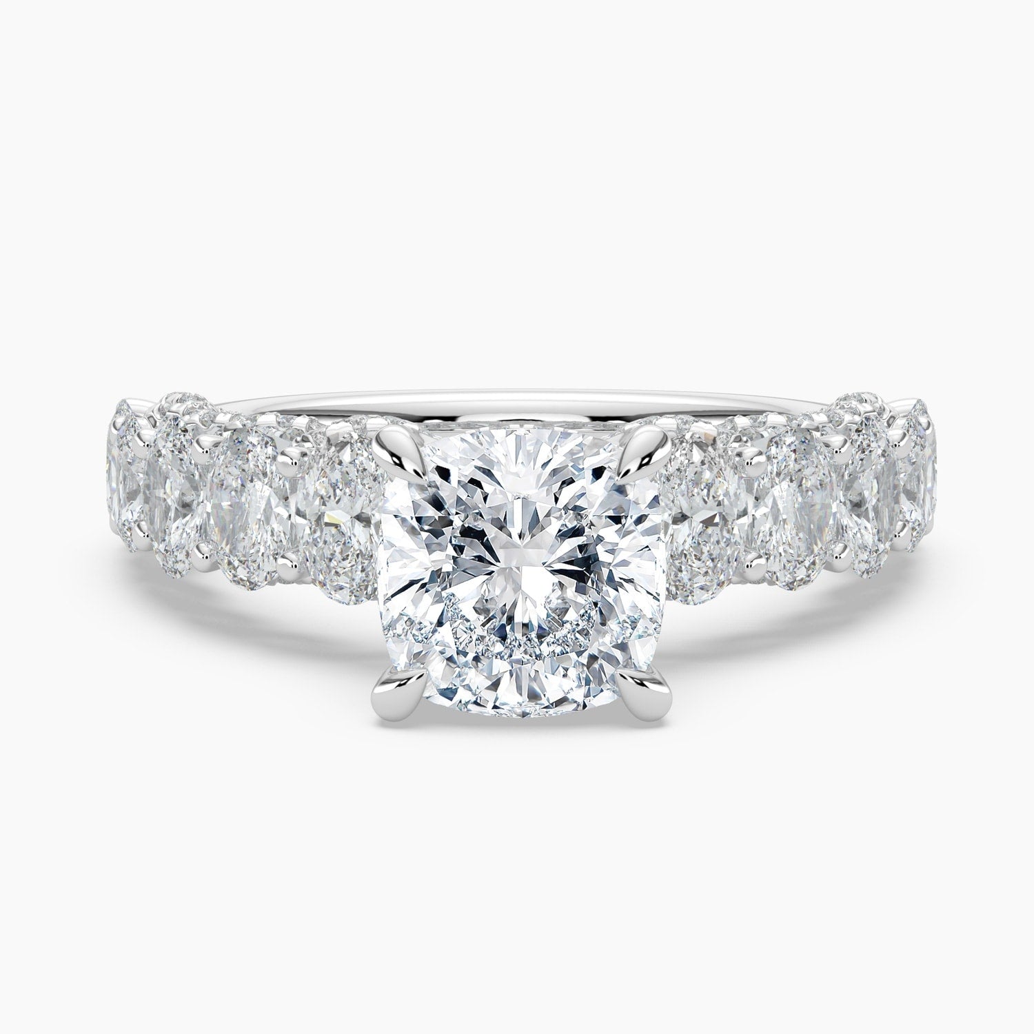 Auriya 14K Gold Lab Grown Diamond Cushion Cut Luxe Graduated Oval Engagement Ring 3.05 7.05Ct. Tw. F G Vs