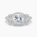 Auriya 14K Gold Lab Grown Diamond Cushion Cut Luxe Three Stone Baguette Accent Engagement Ring 2.49 6.49Ct. Tw. F G Vs