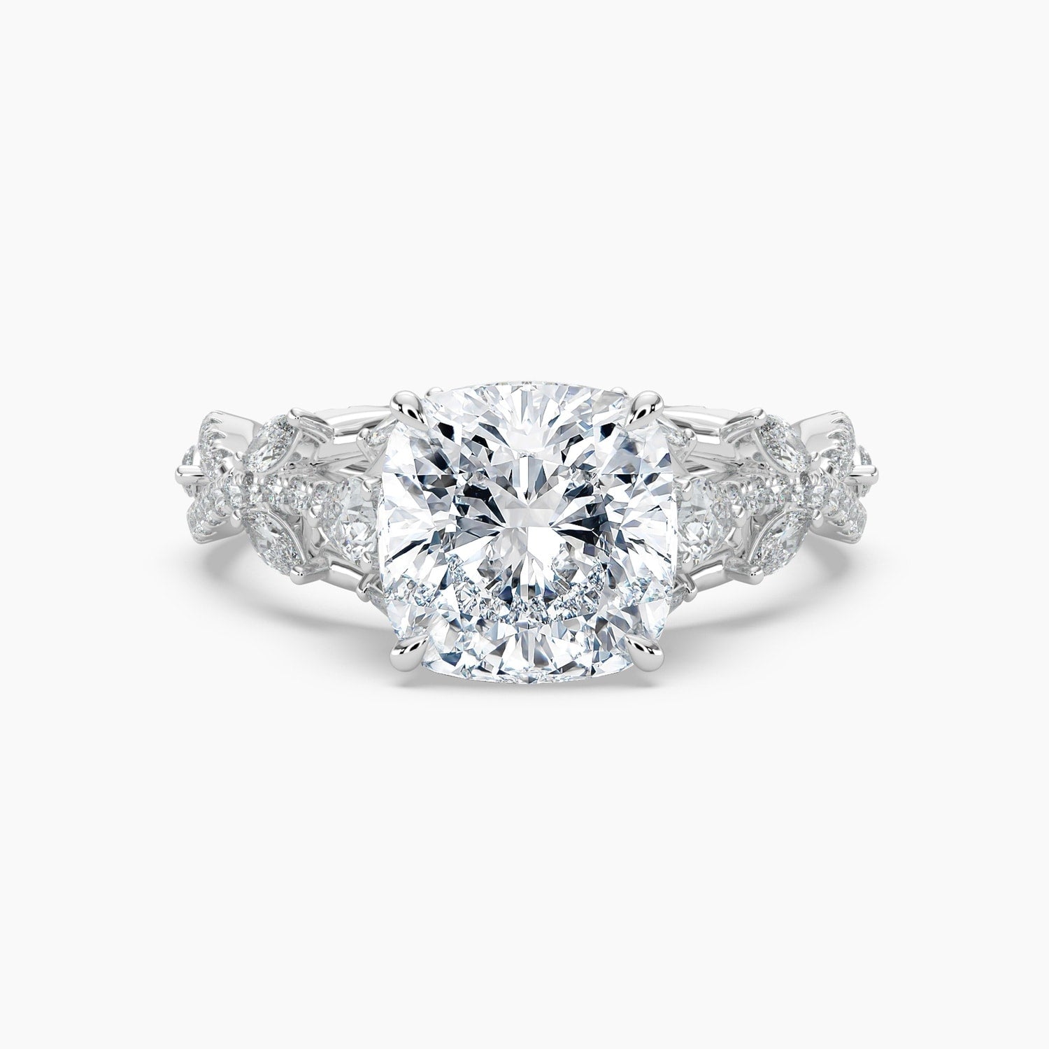 Auriya 14K Gold Lab Grown Diamond Cushion Cut Luxe Twisted Vine Engagement Ring 1.61 5.61Ct. Tw. F G Vs