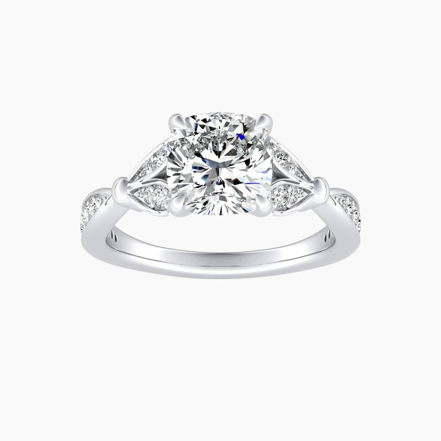 Auriya 14K Gold Lab Grown Diamond Cushion Cut Nature Inspired Split Shank Engagement Ring 1.24 5.24Ct. Tw. F G Vs