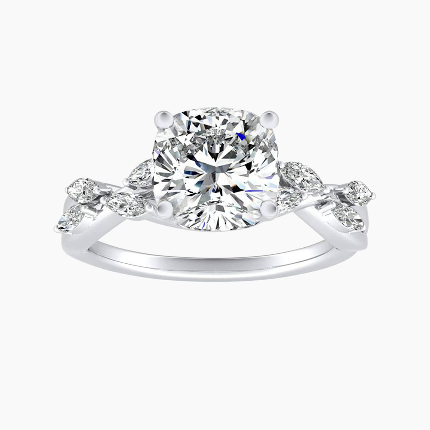 Auriya 14K Gold Lab Grown Diamond Cushion Cut Nature Inspired Twisted Vine Engagement Ring 1.30 5.30Ct. Tw. F G Vs