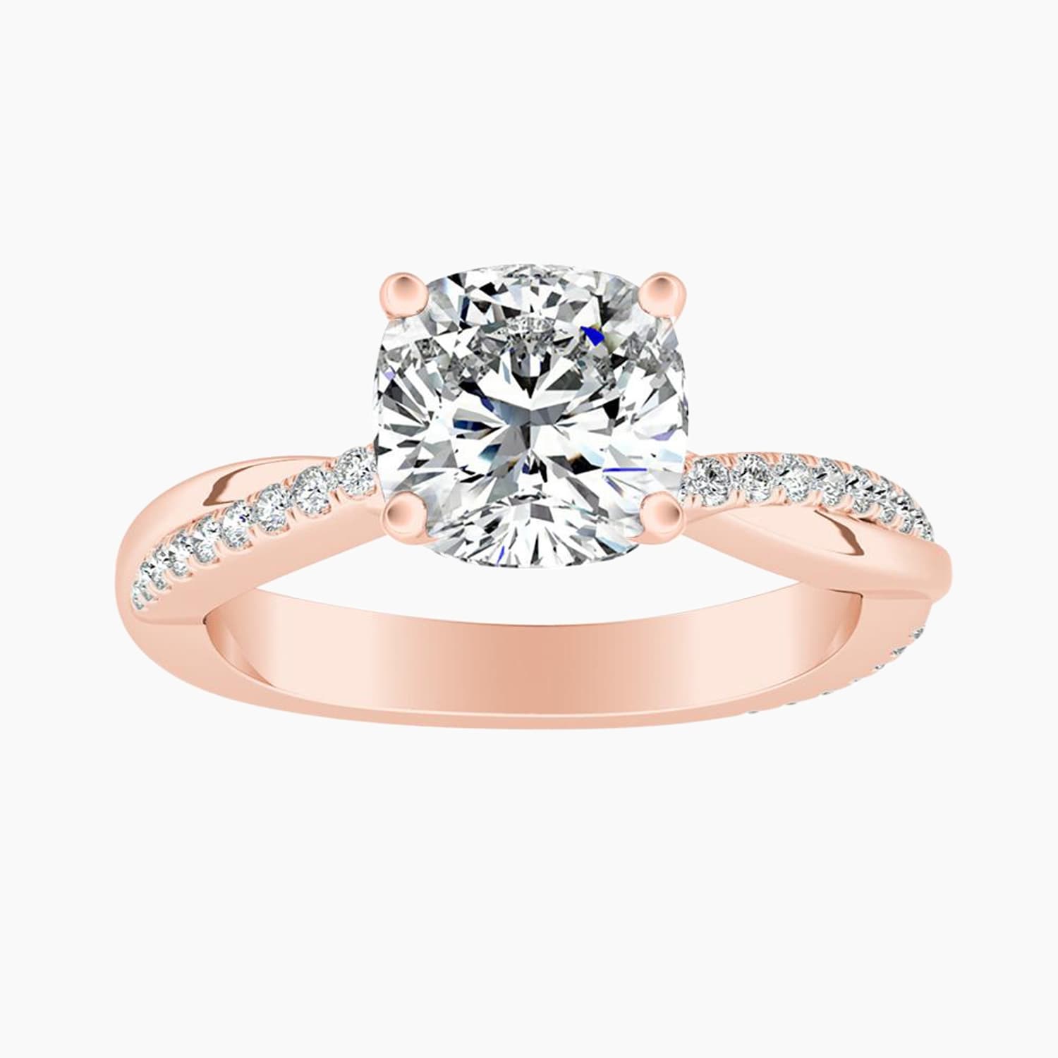 Auriya 14K Gold Lab Grown Diamond Cushion Cut Near Eternity Twist Engagement Ring 1.19 5.19Ct. Tw. F G Vs