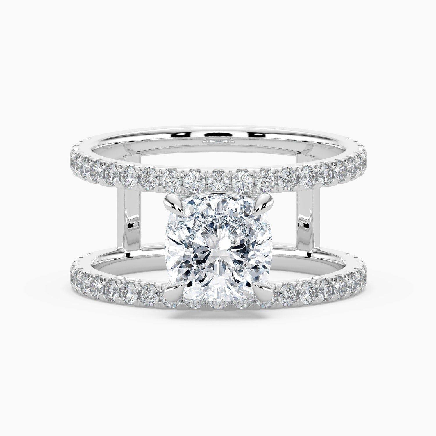 Auriya 14K Gold Lab Grown Diamond Cushion Cut Open Double Band Engagement Ring 1.63 5.63Ct. Tw. F G Vs