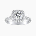 Auriya 14K Gold Lab Grown Diamond Cushion Cut Pav Wrap Around Halo Engagement Ring 1.66 5.66Ct. Tw. F G Vs