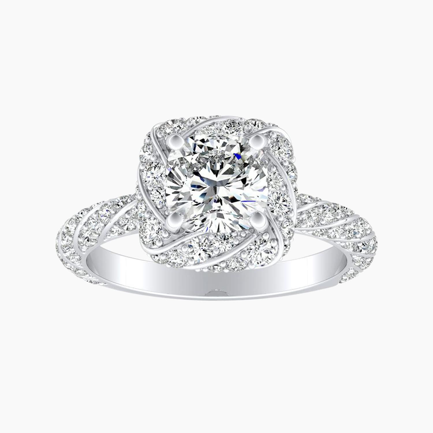 Auriya 14K Gold Lab Grown Diamond Cushion Cut Pav Wrap Around Halo Engagement Ring 1.66 5.66Ct. Tw. F G Vs