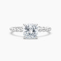 Auriya 14K Gold Lab Grown Diamond Cushion Cut Twisted Hidden Halo Engagement Ring 1.04 5.04Ct. Tw. F G Vs