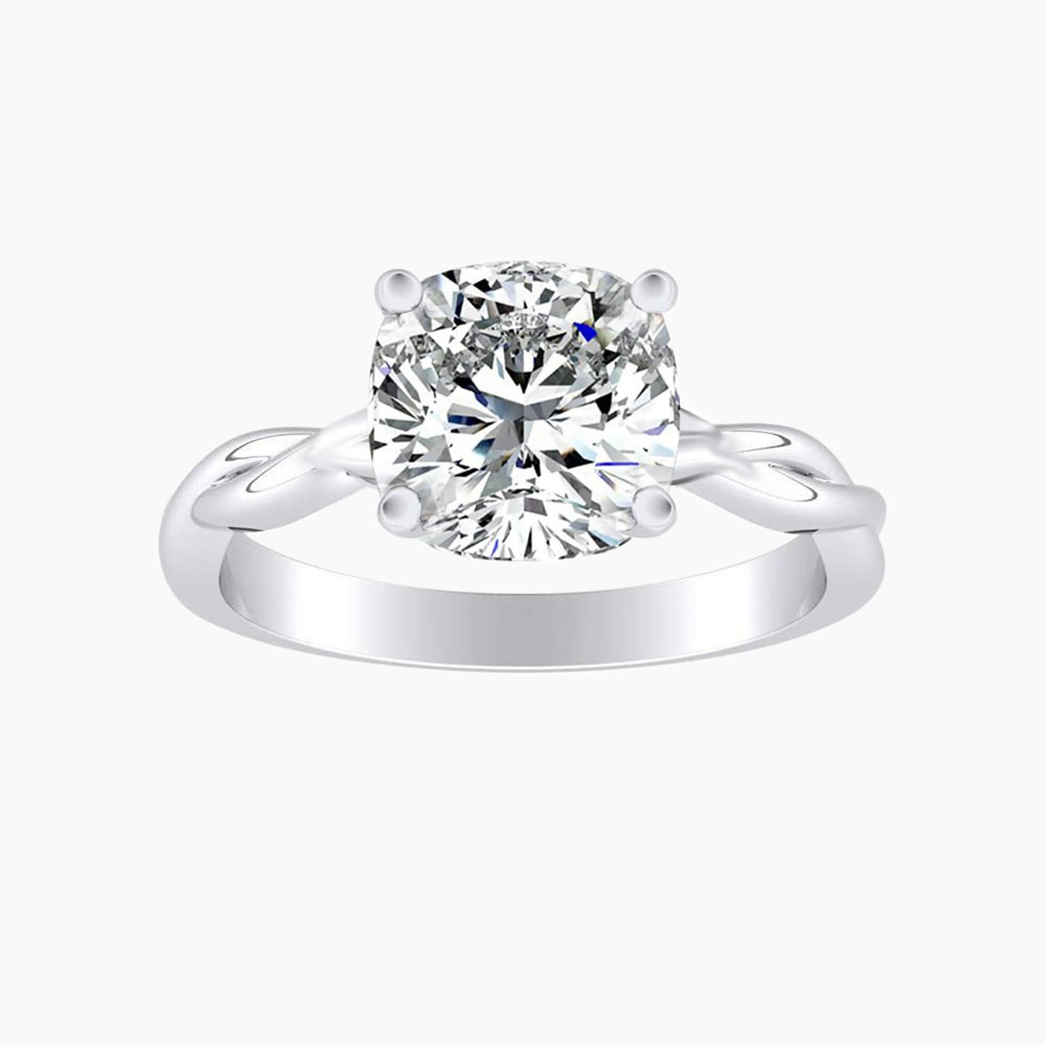 Auriya 14K Gold Lab Grown Diamond Cushion Cut Twisted Solitaire Engagement Ring 1.00 5.00Ct. Tw. F G Vs