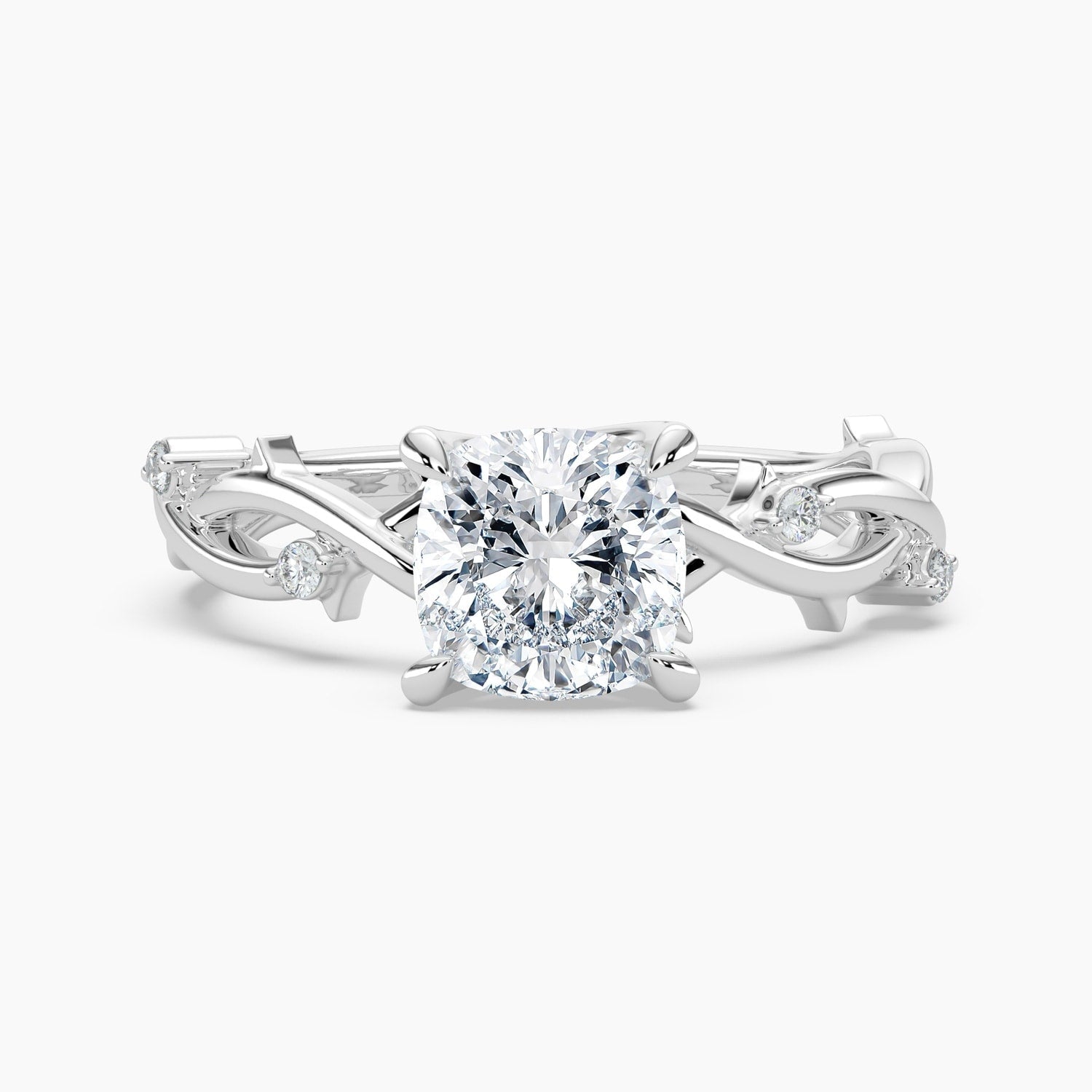 Auriya 14K Gold Lab Grown Diamond Cushion Cut Twisted Vine Engagement Ring 1.03 5.03Ct. Tw. F G Vs