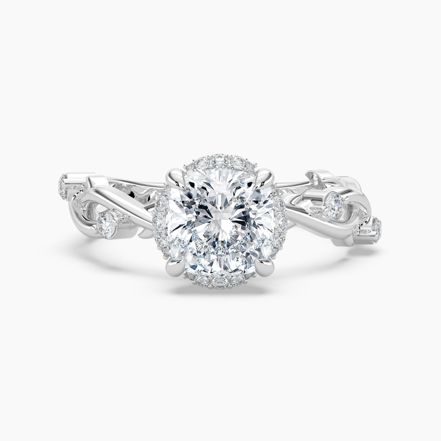 Auriya 14K Gold Lab Grown Diamond Cushion Cut Twisted Vine Loop Halo Engagement Ring 1.18 5.18Ct. Tw. F G Vs