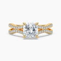 Auriya 14K Gold Lab Grown Diamond Cushion Cut Wavy Split Shank Engagement Ring 1.45 5.45Ct. Tw. F G Vs