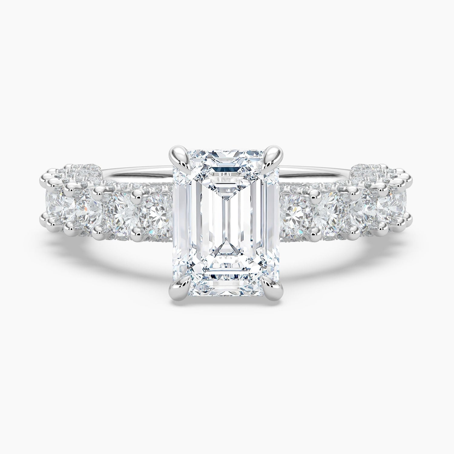 Auriya 14K Gold Lab Grown Diamond Emerald Cut Adorned Crescent Engagement Ring 3.19 7.19Ct. Tw. F G Vs