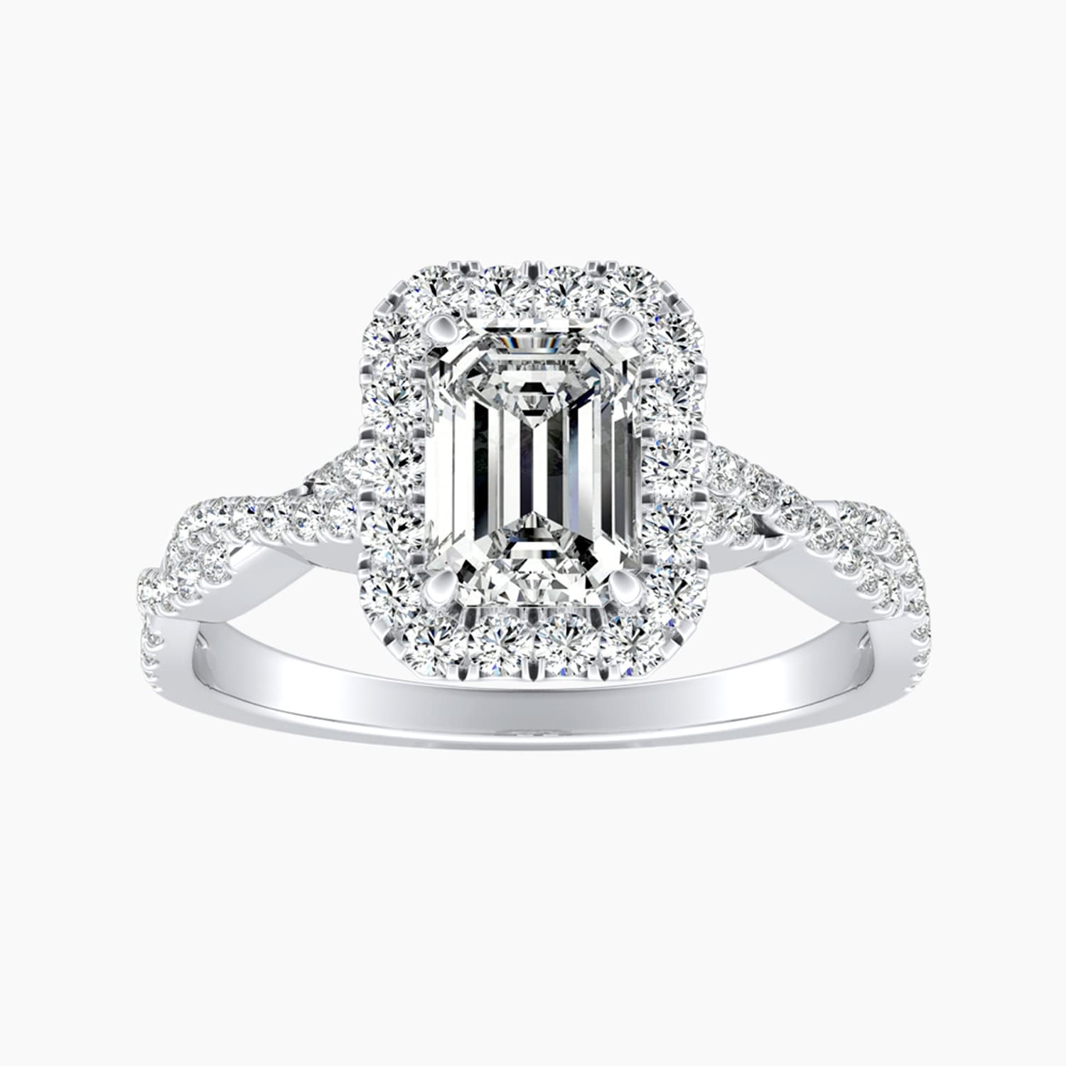 Auriya 14K Gold Lab Grown Diamond Emerald Cut Braided Halo Engagement Ring 1.35 5.35Ct. Tw. F G Vs