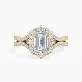 Auriya 14K Gold Lab Grown Diamond Emerald Cut Crown Halo Split Shank Engagement Ring 1.73 5.73Ct. Tw. F G Vs