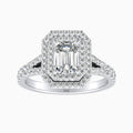 Auriya 14K Gold Lab Grown Diamond Emerald Cut Double Halo Split Shank Engagement Ring 1.50 5.50Ct. Tw. F G Vs