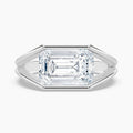 Auriya 14K Gold Lab Grown Diamond Emerald Cut East West Split Shank Solitaire Engagement Ring 1.00 5.00Ct. Tw. F G Vs