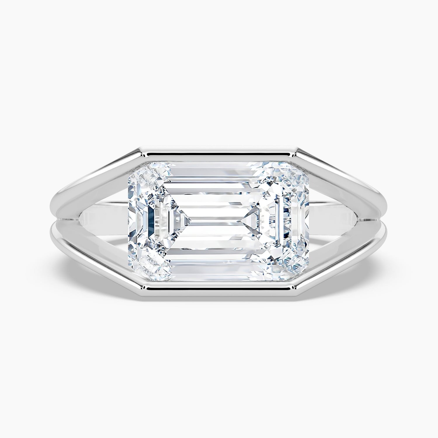 Auriya 14K Gold Lab Grown Diamond Emerald Cut East West Split Shank Solitaire Engagement Ring 1.00 5.00Ct. Tw. F G Vs