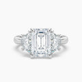 Auriya 14K Gold Lab Grown Diamond Emerald Cut Emerald And Half Moon Accent Engagement Ring 2.28 6.28Ct. Tw. F G Vs