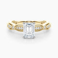 Auriya 14K Gold Lab Grown Diamond Emerald Cut Everlace Milgrain Accent Engagement Ring 1.20 5.20Ct. Tw. F G Vs
