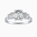 Auriya 14K Gold Lab Grown Diamond Emerald Cut Five Stone Engagement Ring 1.90 5.90Ct. Tw. F G Vs