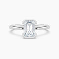 Auriya 14K Gold Lab Grown Diamond Emerald Cut Half Bezel Solitaire Engagement Ring 1.00 5.00Ct. Tw. F G Vs