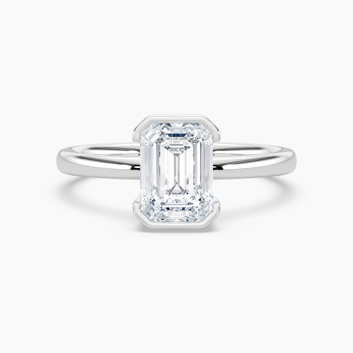 Auriya 14K Gold Lab Grown Diamond Emerald Cut Half Bezel Solitaire Engagement Ring 1.00 5.00Ct. Tw. F G Vs
