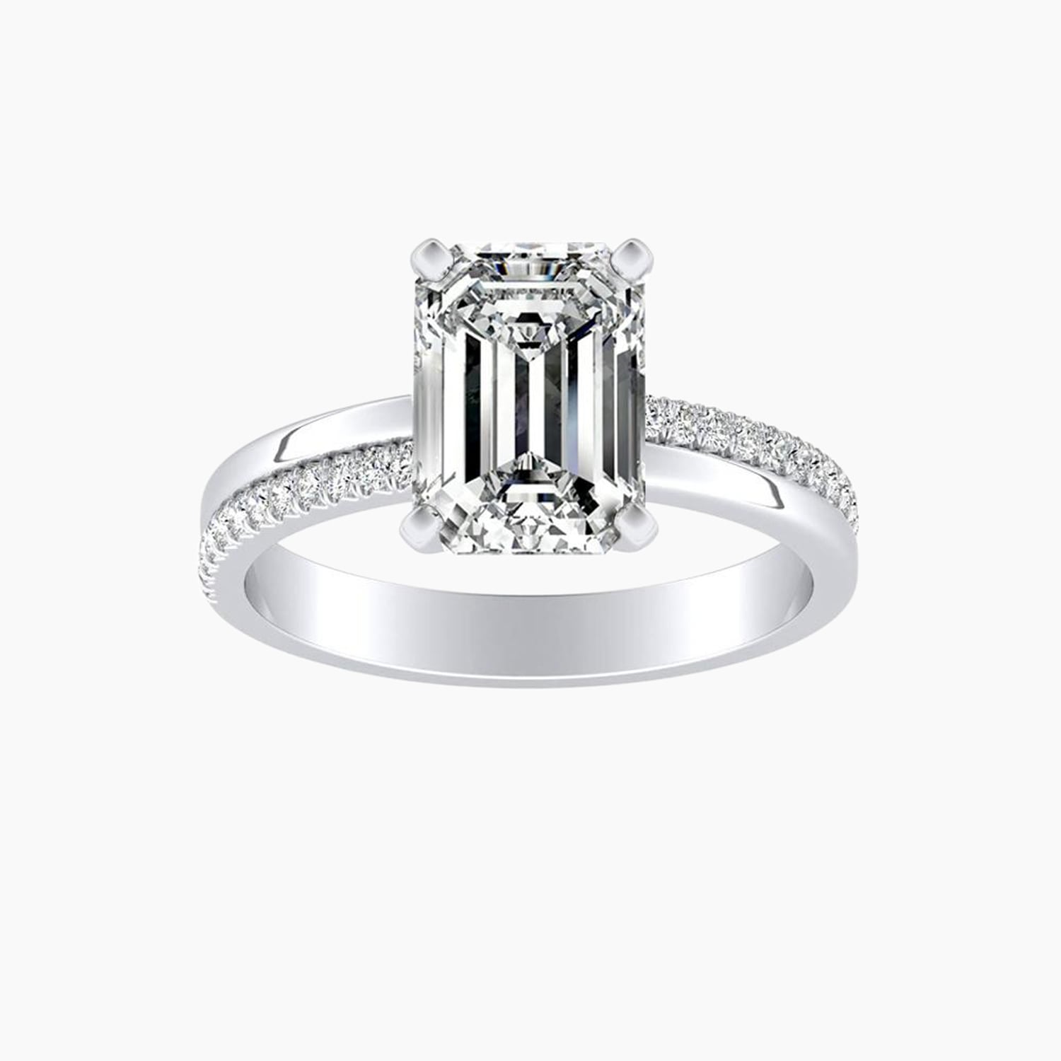 Auriya 14K Gold Lab Grown Diamond Emerald Cut Inverted Double Row Engagement Ring 1.12 5.12Ct. Tw. F G Vs
