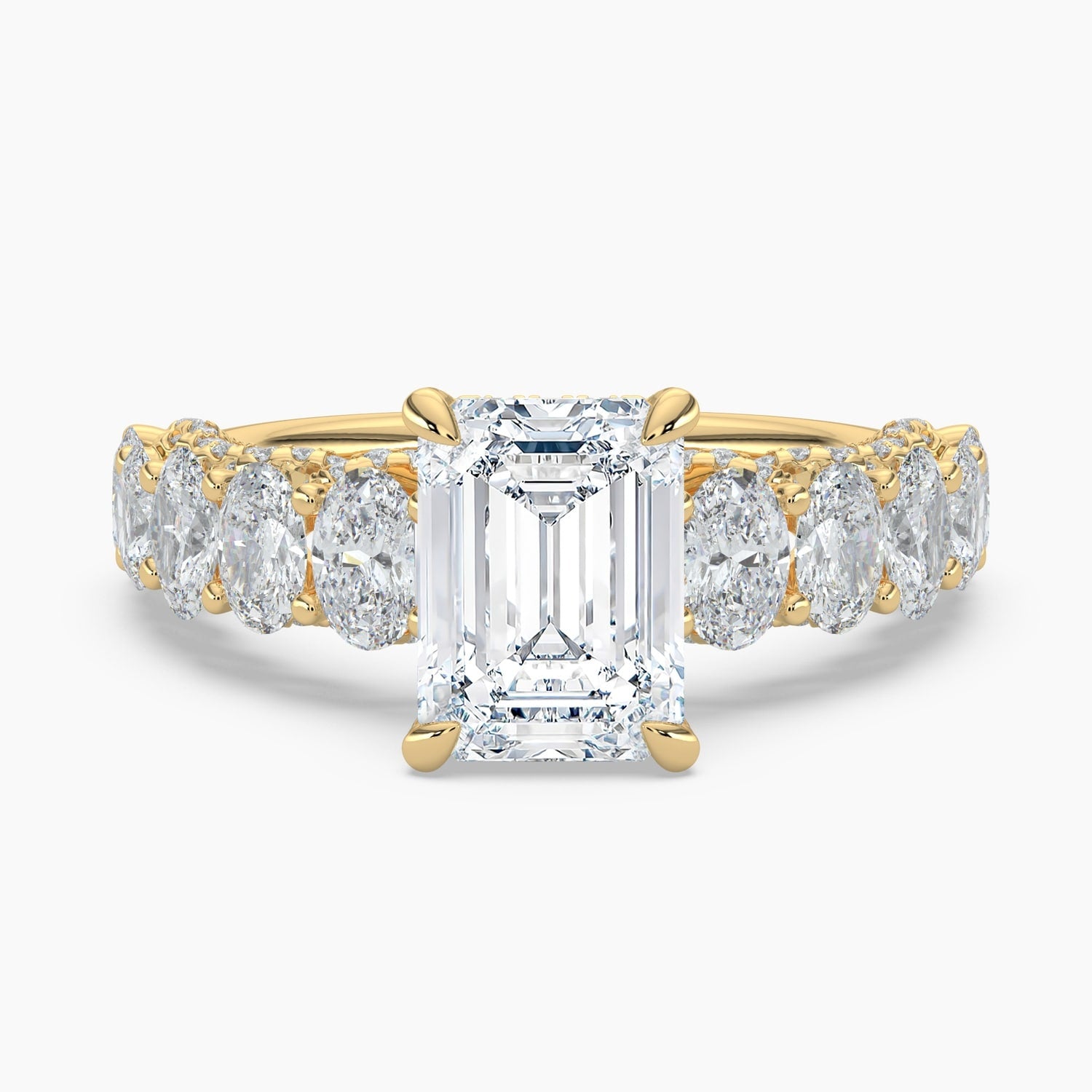 Auriya 14K Gold Lab Grown Diamond Emerald Cut Luxe Graduated Oval Engagement Ring 3.05 7.05Ct. Tw. F G Vs