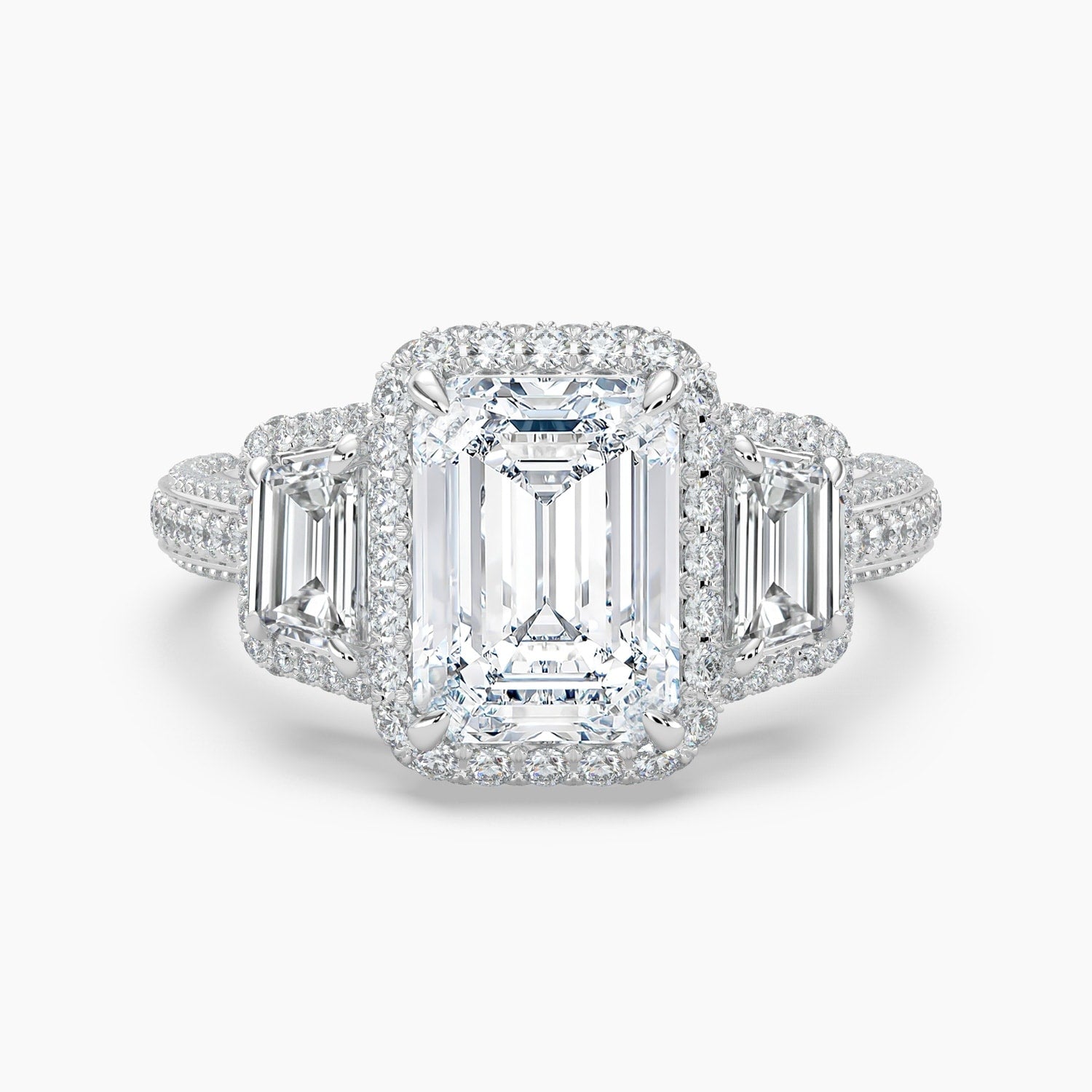Auriya 14K Gold Lab Grown Diamond Emerald Cut Luxe Three Stone Baguette Accent Engagement Ring 2.49 6.49Ct. Tw. F G Vs