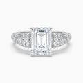 Auriya 14K Gold Lab Grown Diamond Emerald Cut Luxe Three Stone Pear Accent Engagement Ring 2.85 6.85Ct. Tw. F G Vs