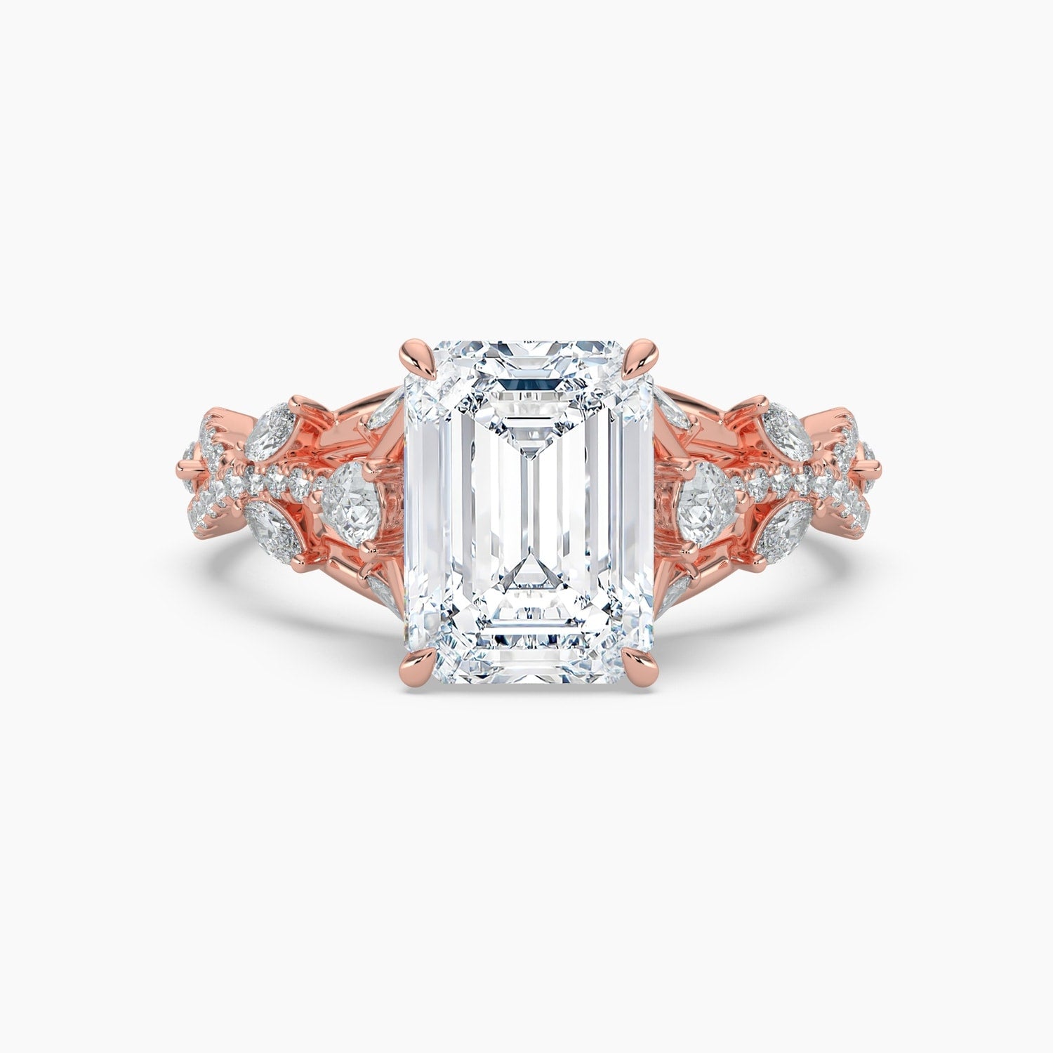 Auriya 14K Gold Lab Grown Diamond Emerald Cut Luxe Twisted Vine Engagement Ring 1.61 5.61Ct. Tw. F G Vs