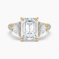 Auriya 14K Gold Lab Grown Diamond Emerald Cut Luxe Unique Three Stone Engagement Ring 3.03 7.03Ct. Tw. F G Vs