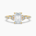 Auriya 14K Gold Lab Grown Diamond Emerald Cut Marquise Round Embrace Engagement Ring 1.19 5.19Ct. Tw. F G Vs