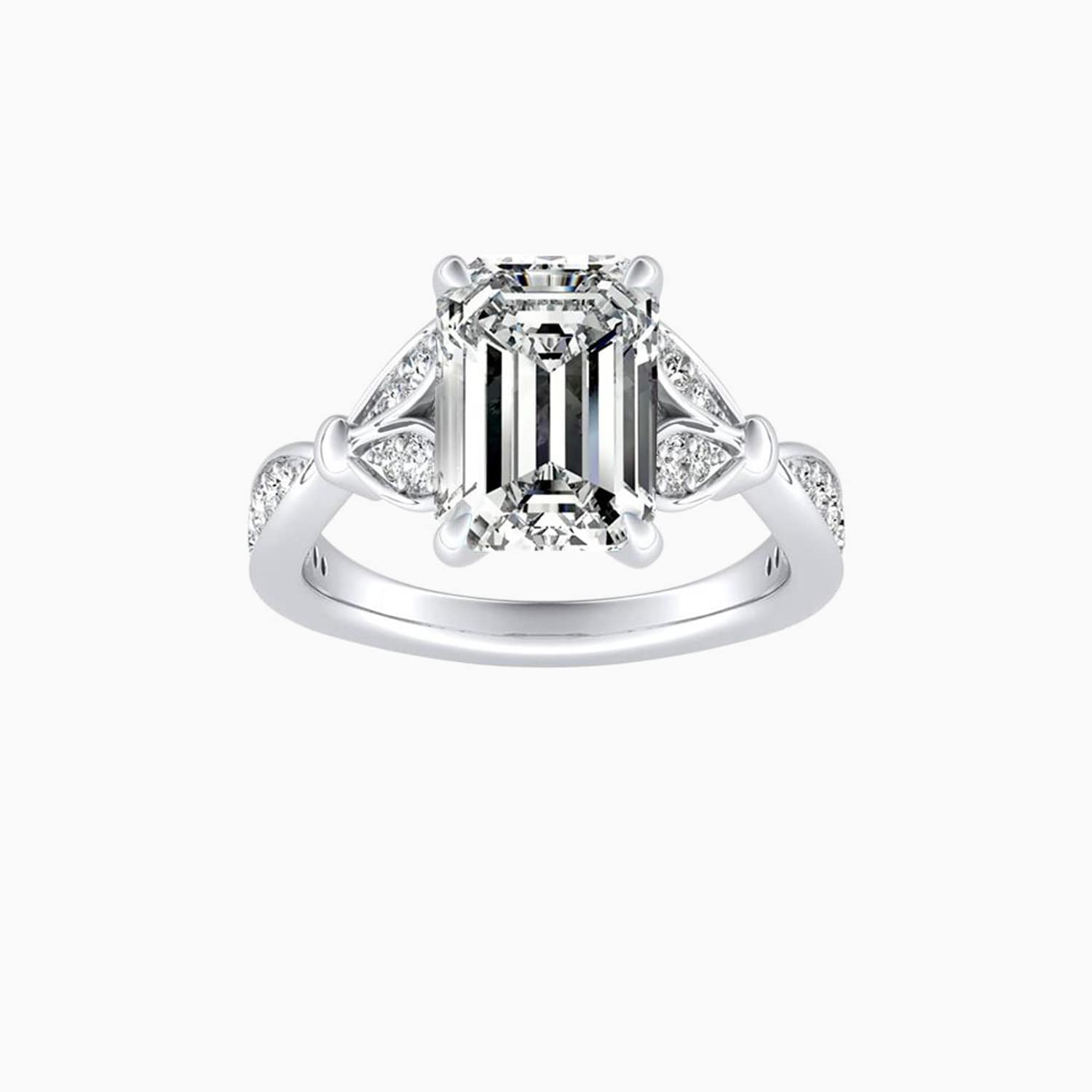 Auriya 14K Gold Lab Grown Diamond Emerald Cut Nature Inspired Split Shank Engagement Ring 1.24 5.24Ct. Tw. F G Vs