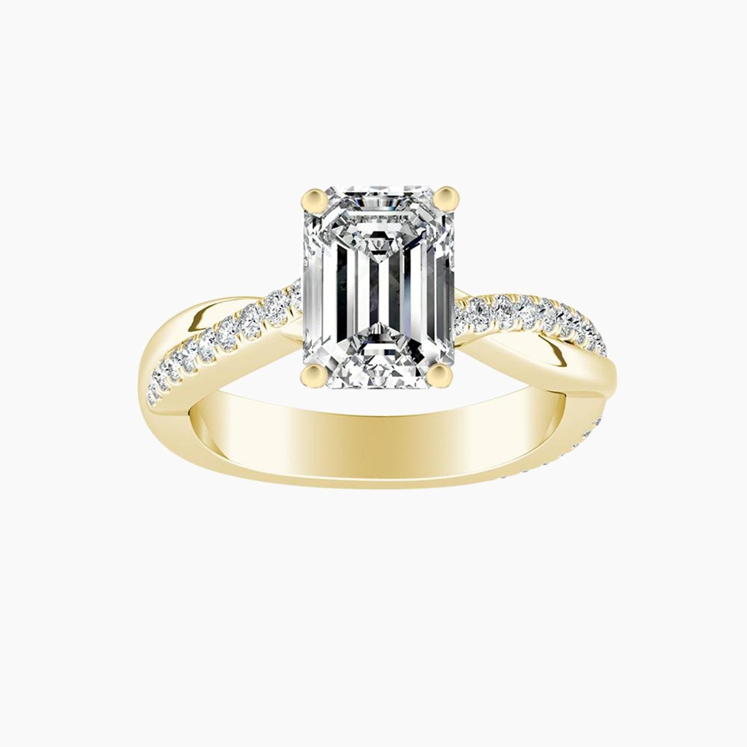 Auriya 14K Gold Lab Grown Diamond Emerald Cut Near Eternity Twist Engagement Ring 1.19 5.19Ct. Tw. F G Vs