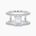 Auriya 14K Gold Lab Grown Diamond Emerald Cut Open Double Band Engagement Ring 1.63 5.63Ct. Tw. F G Vs
