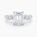 Auriya 14K Gold Lab Grown Diamond Emerald Cut Tapered Trilogy Accent Engagement Ring 1.62 5.62Ct. Tw. F G Vs