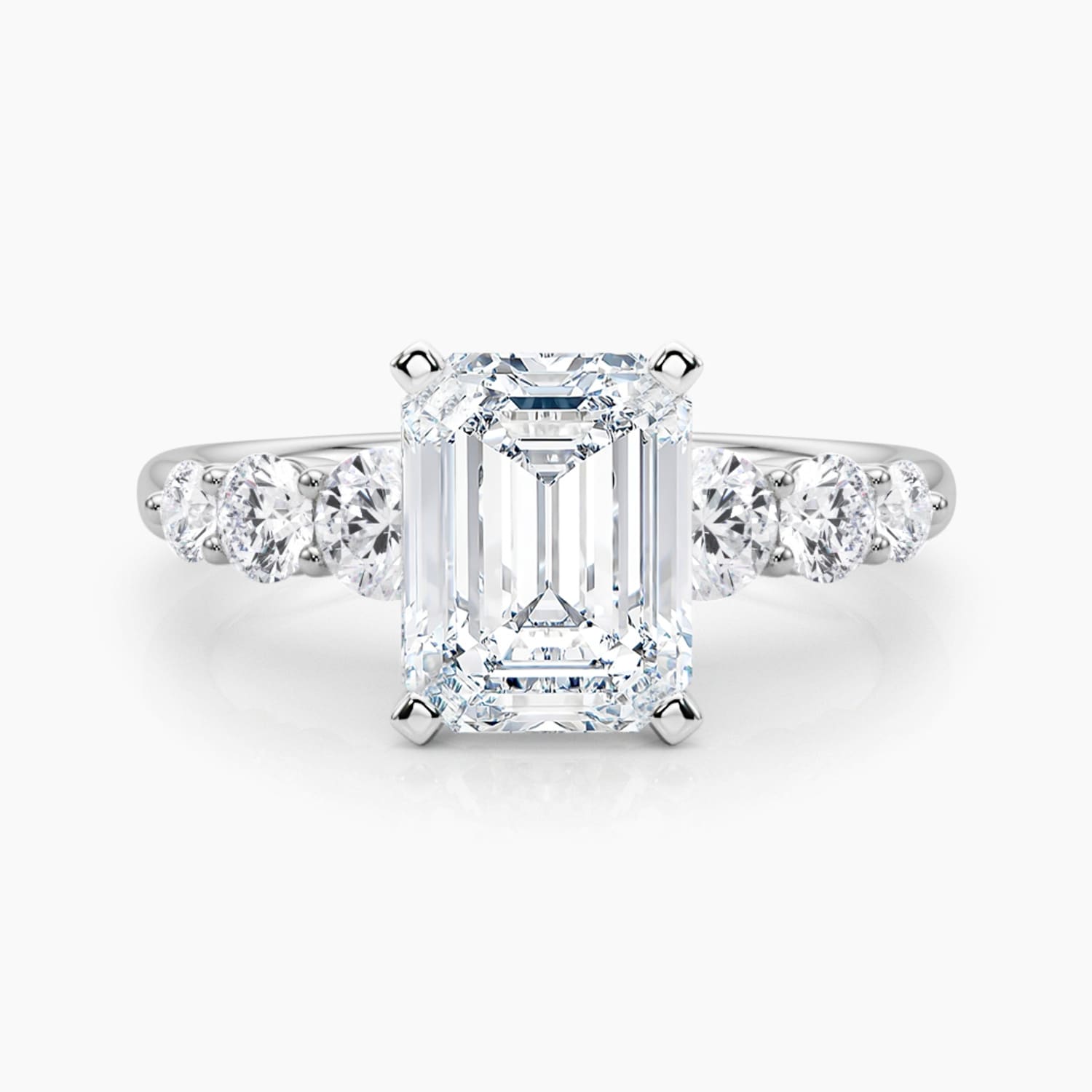 Auriya 14K Gold Lab Grown Diamond Emerald Cut Tapered Trilogy Accent Engagement Ring 1.62 5.62Ct. Tw. F G Vs