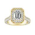 Auriya 14K Gold Lab Grown Diamond Emerald Cut Three Sided Halo Engagement Ring 2.27 6.27Ct. Tw. F G Vs